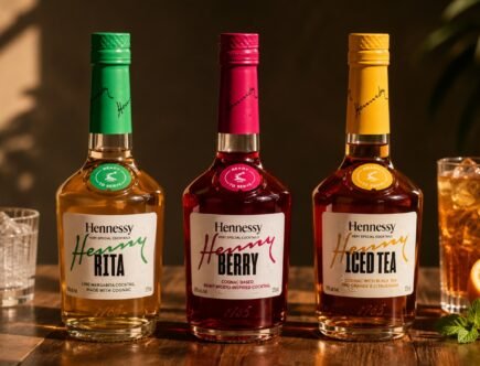 Hennessy Very Special Cocktails collection featuring Henny-Rita, Henny Berry, and Henny Iced Tea in 375 ml glass bottles, showcasing the Maison’s first Ready-to-Serve cognac cocktail range.